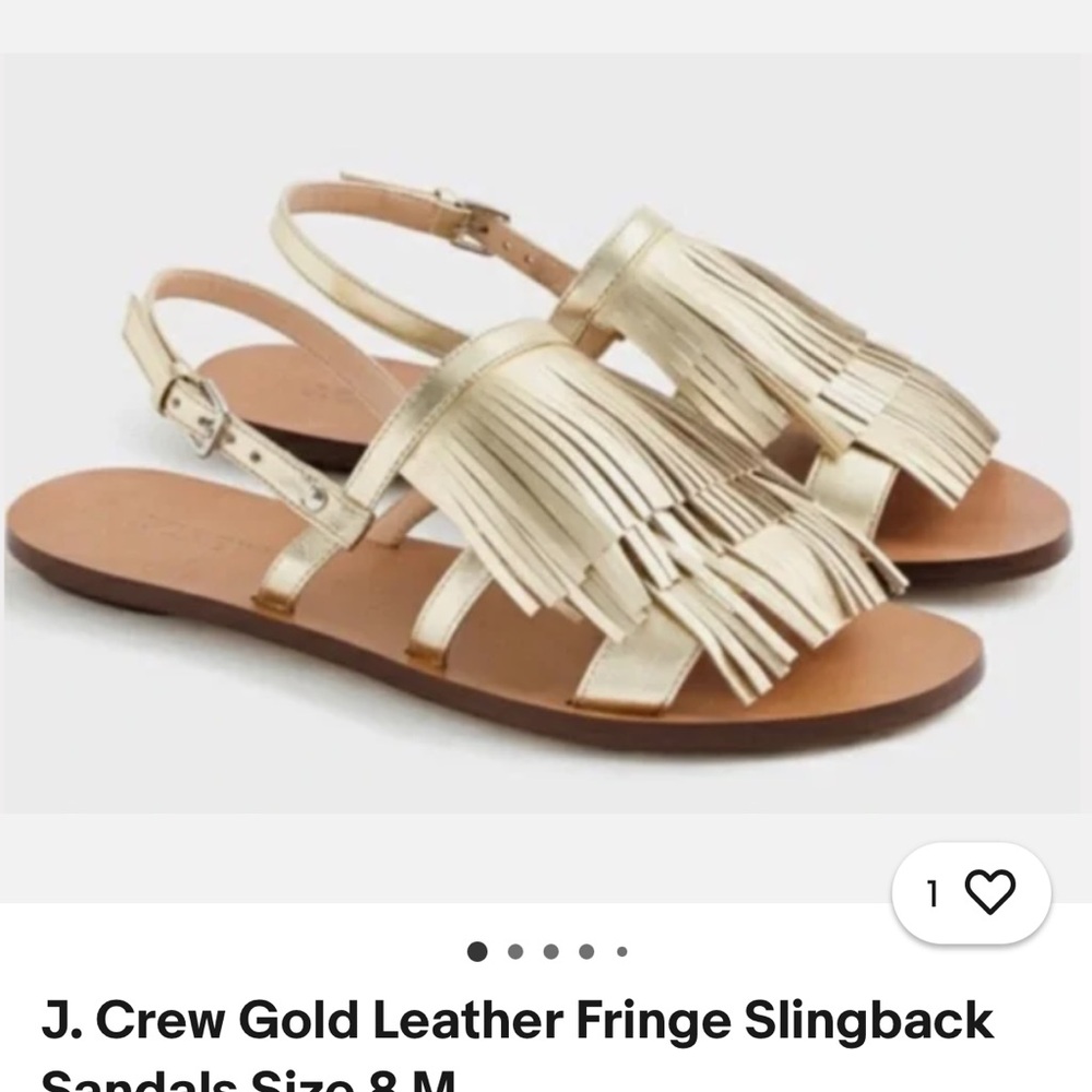 J. Crew Metallic Leather Fringe Slingback Sandals